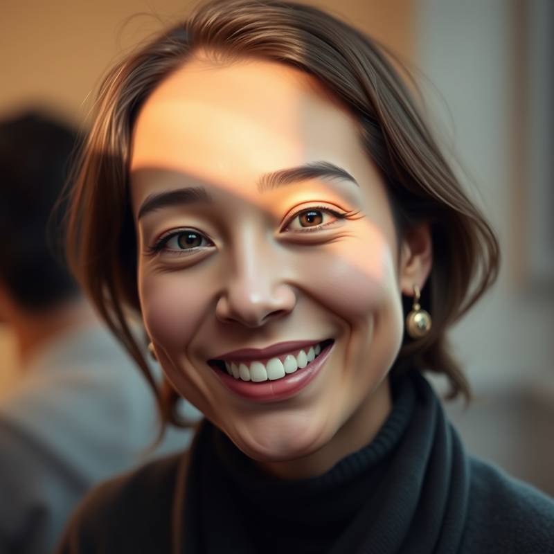 A captivating portrait of a person smiling, showcasing portrait photography.