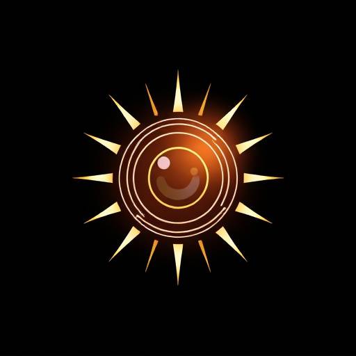 Elysian Aperture Logo - a stylized camera lens with a sunburst effect, symbolizing capturing light and beauty.